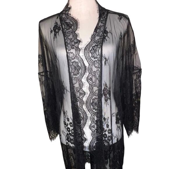 Women’s 3X lace, sheer, eyelash, kimono style loungewear witchy topper jacket - Picture 7 of 9